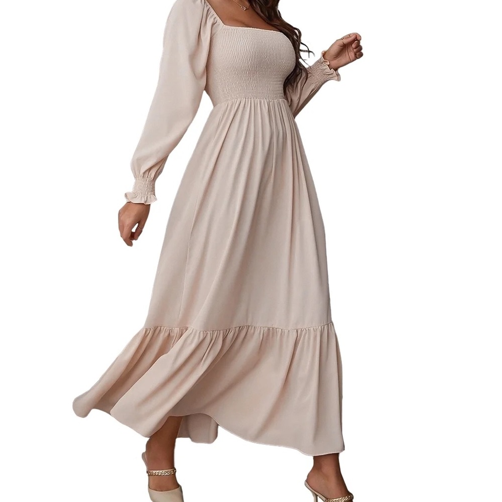Long Sleeve Cream Maxi Dress